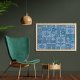 thumbnail image 2 of Floral Wall Art with Frame, Classic Ethnic Pattern of Mosaic Tile Like Geometric Squares Vintage Moroccan, Printed Fabric Poster for Bathroom Living Room, 35" x 23", Blue and Coconut, by Ambesonne, 2 of 2
