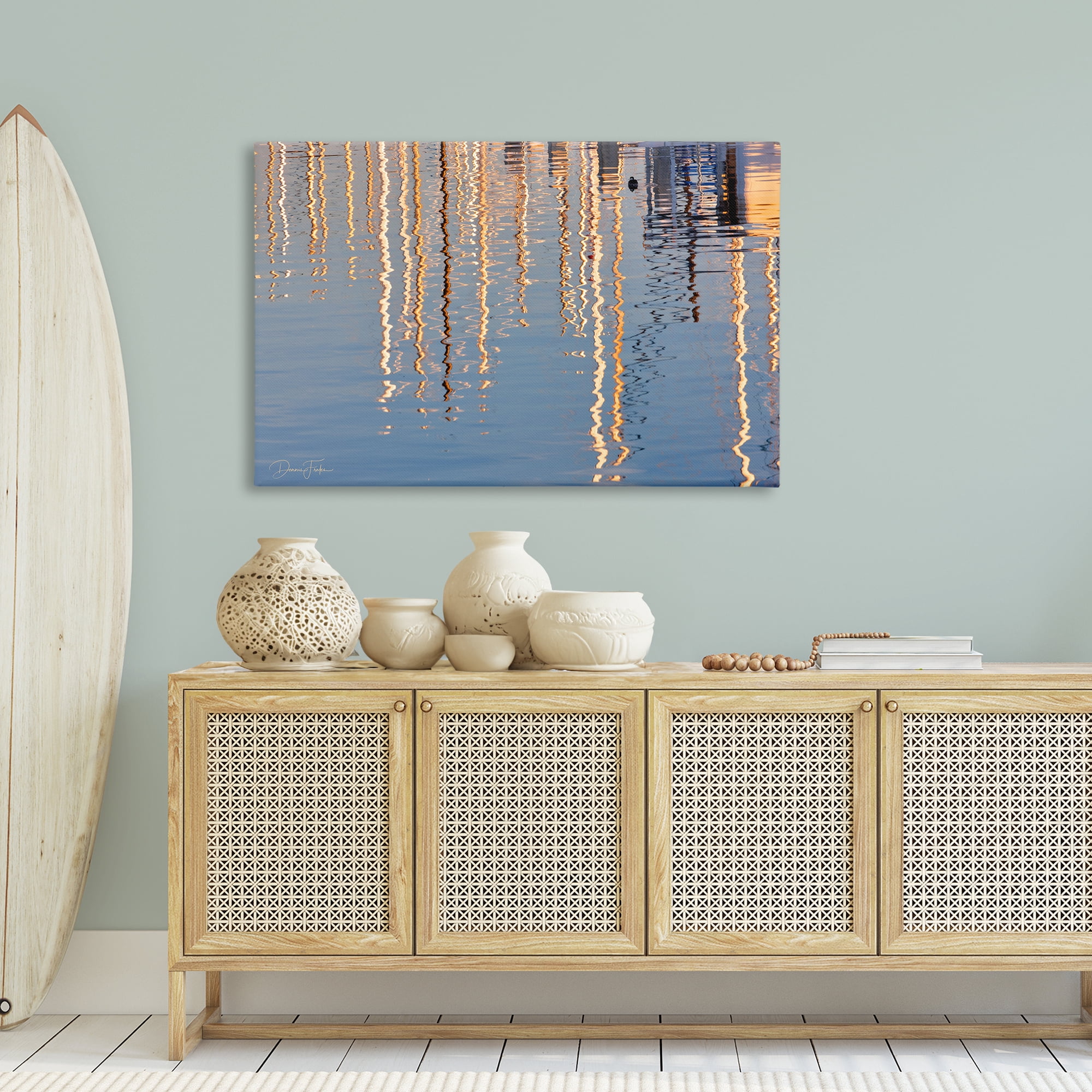 Stupell Industries Beach Post Reflections Coastal Photography Gallery Wrapped Canvas Art Print Wall Art, 45 x 30
