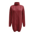 thumbnail image 4 of Ediodpoh Women Long Sleeved Round Neck Dress Knitted Pullover Sweater Dress for Women with Comfortable Fit Red XL, 4 of 4