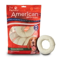 Pet Factory American Beefhide 3-4" Donuts Dog Chew Treats - Natural Flavor, 8 Count