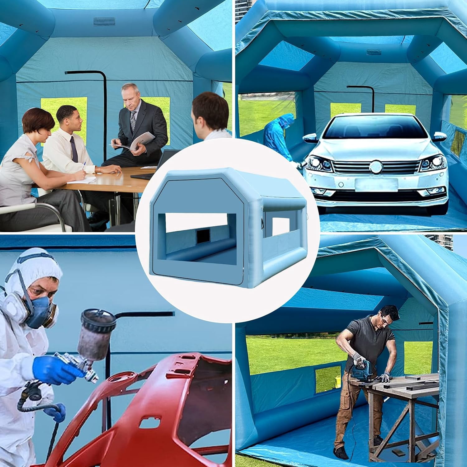 LVAOSTT Paint Booth 10x8.2x8.2FT Inflatable Paint Booth Portable Spray Booth Tent with Blower Air Filter System for DIY Spray Car Truck Motorcycle Garage Furniture Part Painting