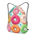 thumbnail image 3 of XMXT Waterproof Gym Bag, Cartoon Colorful Doughnut Drawstring Backpack for Men, s, 3 of 8