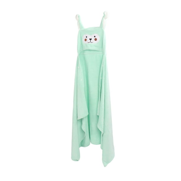Toalla de baño con capucha para bebé, absorción de agua, forro polar de Coral, toalla de baño infantil suave de dibujos animados, verde
