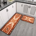 thumbnail image 3 of Boho Orange Farmhouse Cute Tribal Aesthetic Kitchen Mats for Floor 2 Piece Cushioned and Non-Skid Washable Floor Mat for Home Kitchen Decor or Office 17x29+17x47 Inch Black Edge, 3 of 7