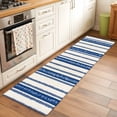thumbnail image 2 of 2'x6' Rug Runners for Hallways Kitchen, Navy Blue Boho Non Slip Entryway Beside Floor Carpet Runner, Southwestern Striped Abstract Washable Laundry Room Bedroom Throw Rugs Mat for Family Pet, 2 of 8
