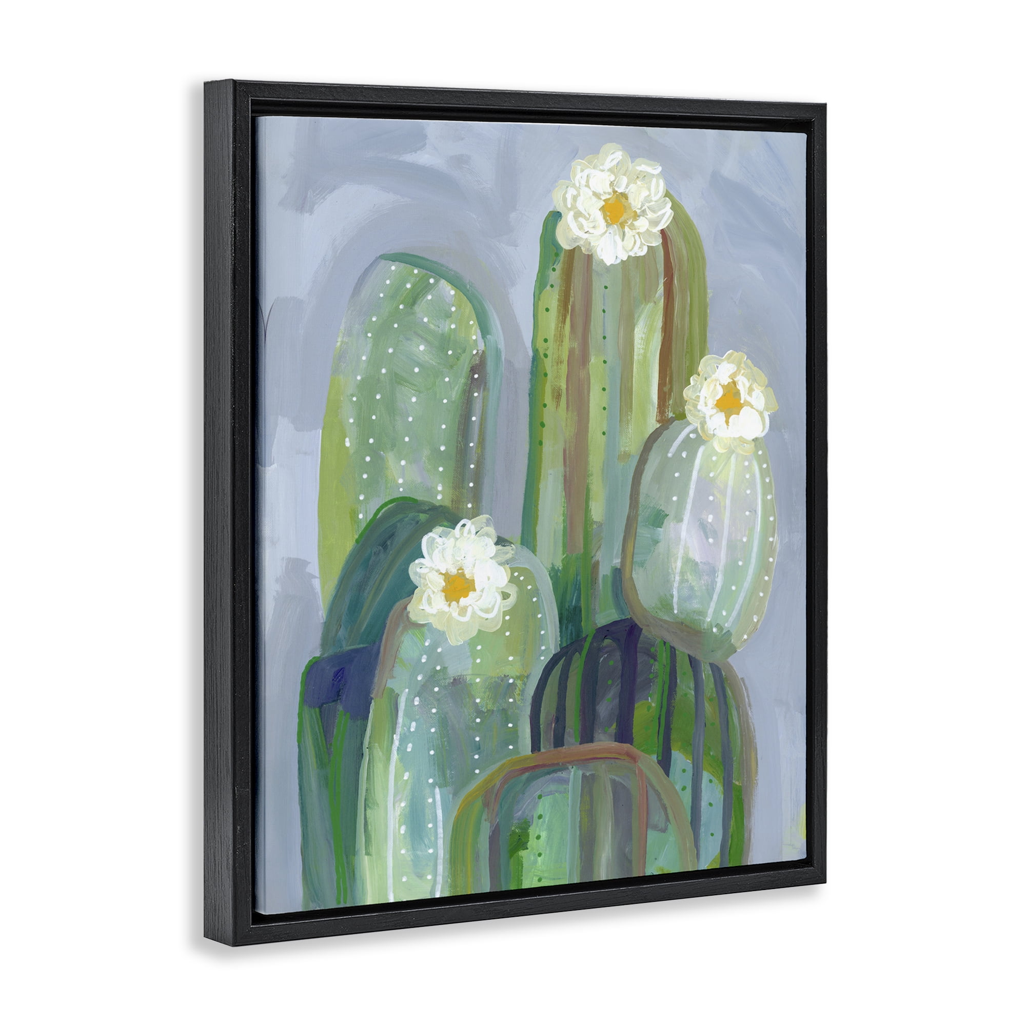 Desert Day Dream Cactus Black Framed Floater Canvas Wall Art, design by Ashley Davis