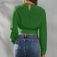 thumbnail image 5 of HAiming Women Casual Crewneck Crop tops Solid color Long Sleeve Pullover shirts trendy soft loose Comfortable Blouse, 5 of 6