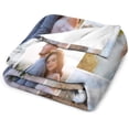 thumbnail image 4 of Custom Blanket with Photo Text Personalized Throw Blanket Customized Blanket for Her for Him Flannel Blankets Father's Day Mother's Day Birthday Valentines, Navy, 40"x50", 4 of 6