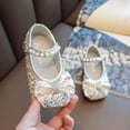 thumbnail image 4 of BULLPIANO Toddler Dress Shoes Little Girl Bow Mary Jane Glitter Pearl Ballet Flats Party School Wedding, 4 of 8