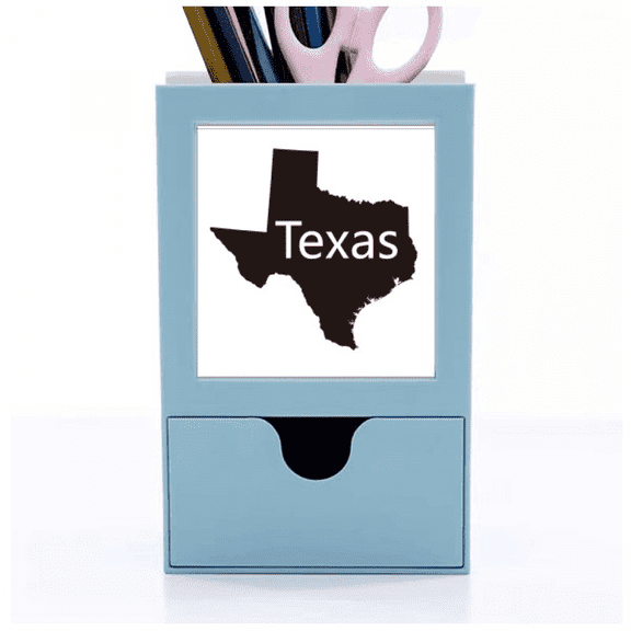 Texas America USA Map Outline Desk Supplies Organizer Pen Holder Card