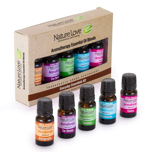 Nature Love Aromatherapy Essential Oil Blends Everyday Essentials Kit 5 Pieces Walmart Com Walmart Com