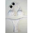 thumbnail image 6 of Halter Neck Bikini Set Swimwear (S, Off-White), 6 of 9