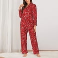 thumbnail image 2 of Haiem Red Paisley Floral Pattern Women’s Long-sleeve Sleepwear,Sleepwear Set,2-piece Loungewear Set,Soft PJs Comfy Nightwear with Pockets-XX-Large, 2 of 7