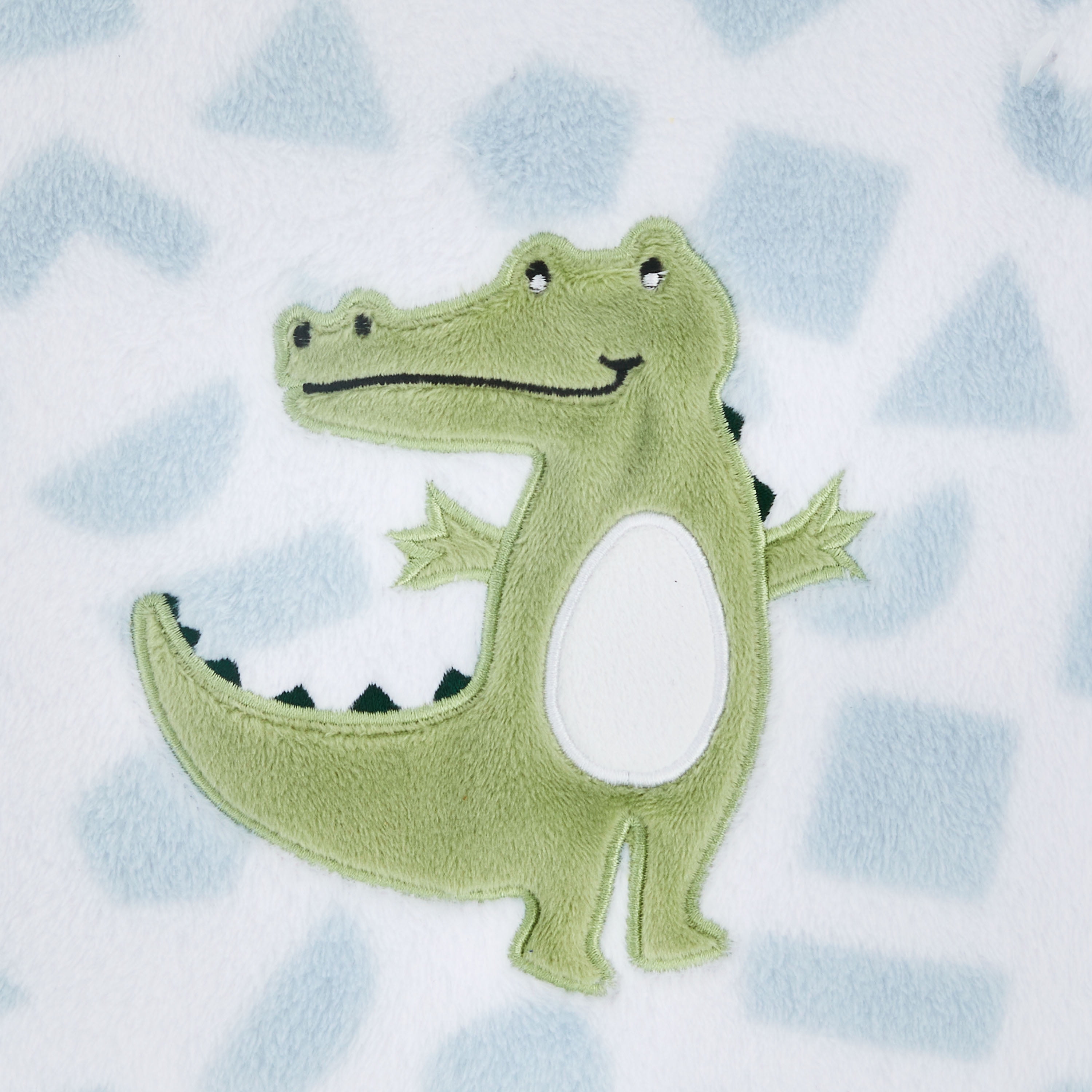 Parents Choice Appliqued Gator Soft Baby Blanket, Blue and White, Infant Boy