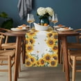 thumbnail image 2 of Summer Sunflower Table Runner - 48 Inch Long, Kitchen Dining Table Runner Dresser Scarves, Daisy Leaves Butterfly Botanical Farmhouse Decor for Coffee Tables Wedding Party Banquet, 2 of 8