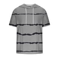 thumbnail image 3 of FAIWAD Men's Short Sleeve Hoodies Sweatshirt Striped Print Drawstring Athletic Lightweight Hoodies Tops, 3 of 4