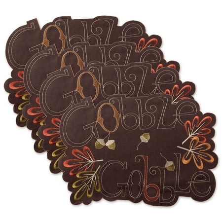 

DII Gobble Gobble Embroidered Placemat (Set of 4) 13x19 Polyester