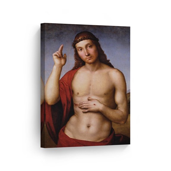 Smile Art Design Christ Blessing by Raphael Art Canvas Print Famous Fine Art Oil Painting Reproduction Canvas Wall Art Renaissance Art Home Decor Ready to Hang Made in the USA 12x8