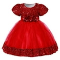 thumbnail image 2 of NAISIBABY Little Girls Princess Dress, Tutu Mesh Glitter Sequin Short Sleeve Wedding Pageant Birthday Formal Dress Red 6Months, 2 of 3