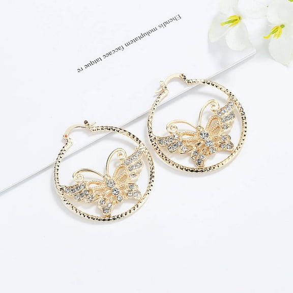 JoeytheJewelryNY 18k Layered real gold Plated Round hoop earrings butterfly #43