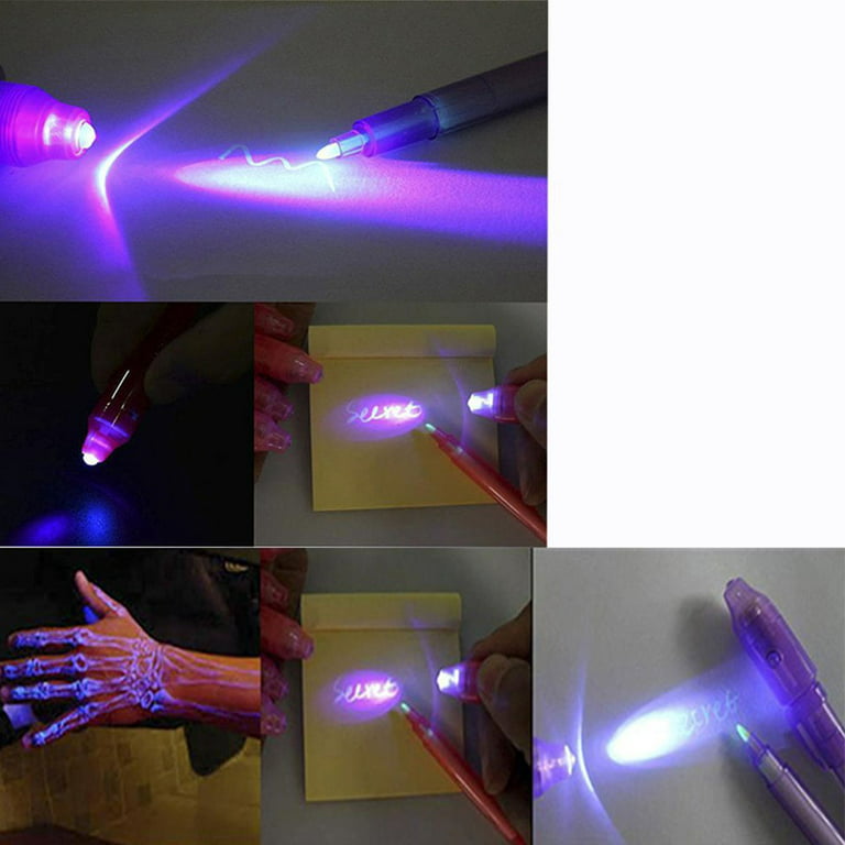 7 Pcs UV Light Pen Set Invisible Ink Pen Kids Spy Toy Pen with Built-in UV  Light Gifts and Security Marking