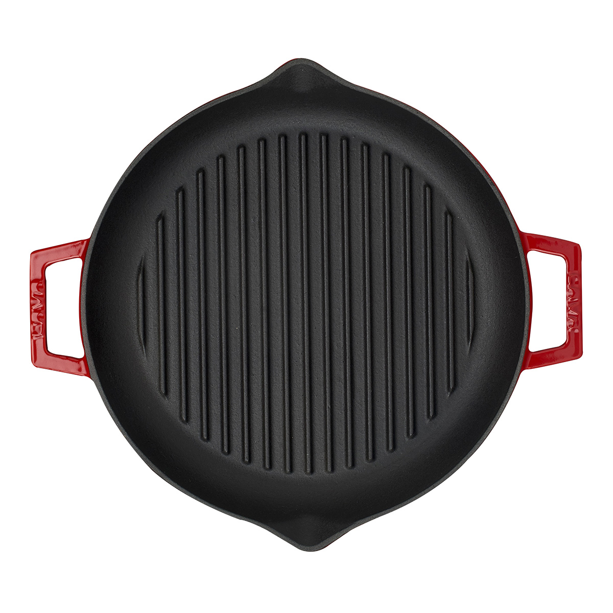 Bruntmor Red Enameled Deep Round Grill Cast Iron Griddle Pan with Glass  Lid, Red