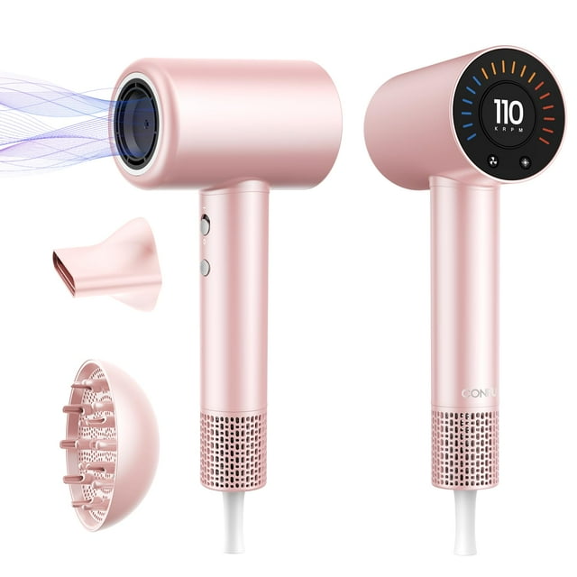 Secador de pelo CONFU, 110.000 RPM, secado rápido, difusor magnético y concentrador, secador de pelo iónico ligero y profesional para mujeres y hombres.