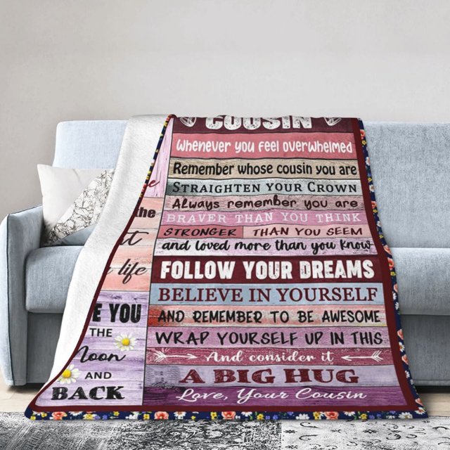 LHSHID To My Cousin Throw Blanket Soft Fuzzy Fleece Blanket For Couch Bed Living Room Decoration 60x80in