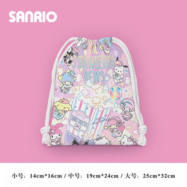 HelloKitty Kuromi-Bolsa de almacenamiento con cordón para mujer y niña, bolso plegable portátil con estampado de dibujos animados, a prueba de agua, regalo