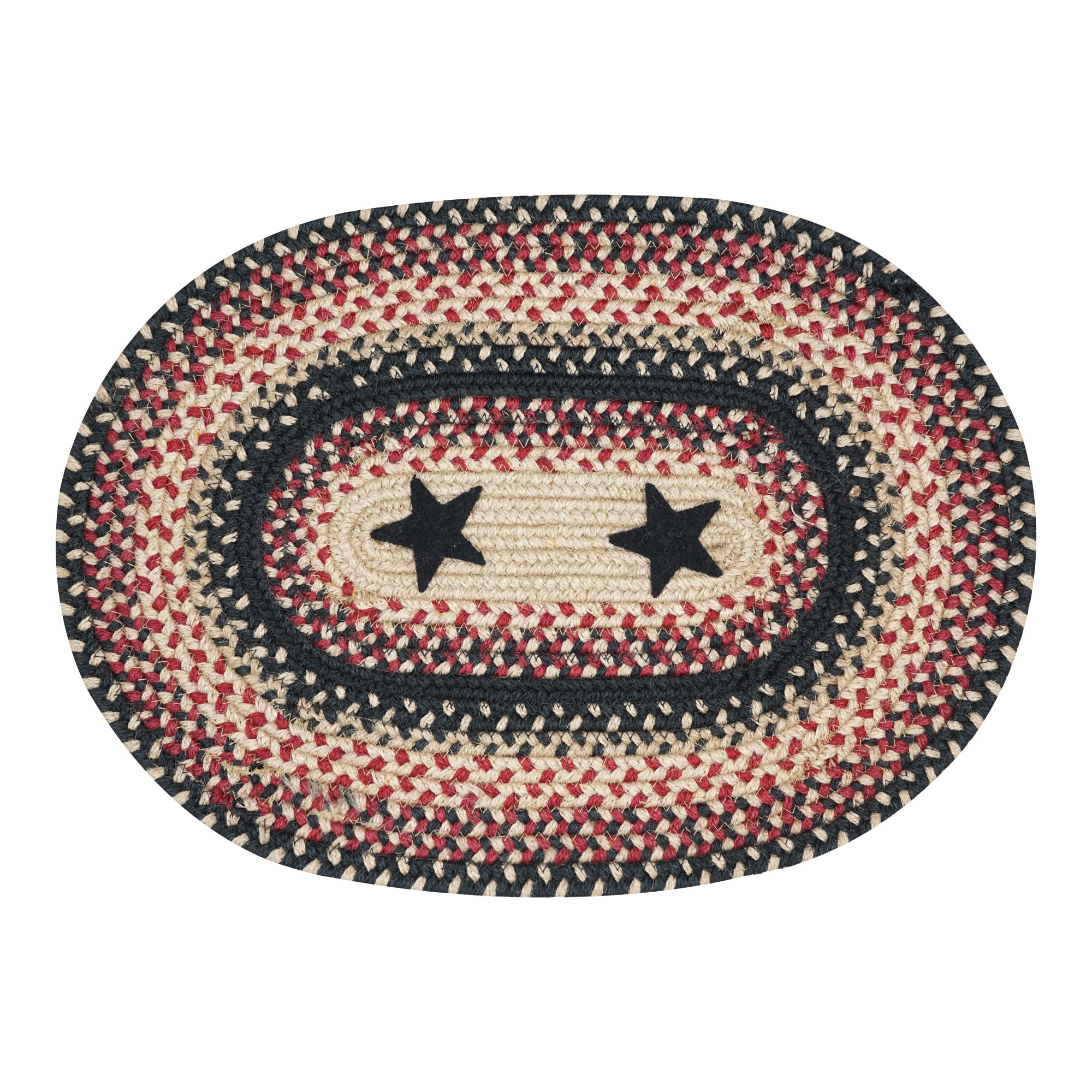 Homespice Tischläufer Oval Aus Jute – 28x91 Cm, Rustikales Stern-Design In Schwarz/Rot, Waschbar, Für Esstisch & Sideboard