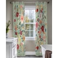 thumbnail image 4 of Sage Green Floral Sheer Curtains 84 Inch Length 2 Panels Set for Living Room/Bedroom, Spring Flowers Leaves Farmhouse Kitchen Curtains Grommet Semi-Sheer Curtains Drapes Window Treatments 42"x84"x2, 4 of 7