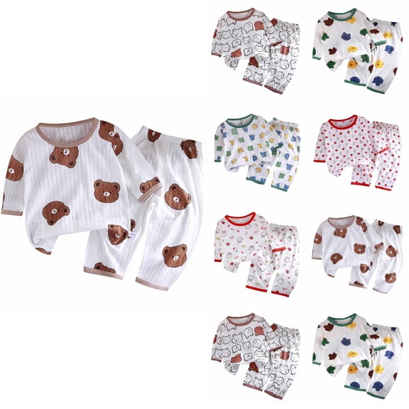 Agkizg 2PC Graphic Print Long Sleeve Round Neck Top Pants Set Lightweight Casual Outfits (Toddler Boy's or Toddler Girl's),2-Piece Set