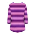 thumbnail image 4 of miqiqism Fashion Striped Tops For Women Trendy Long Sleeves Tshirts Juniors Flowy Loose Fit Blouses Teen Girls Deep V Neck Colorblock Pleated Pullover Clothing,Purple,Large, 4 of 4