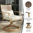 thumbnail image 5 of Poteban 3 Pieces Swivel Rocker Outdoor Chairs Set, Patio Dining Chairs with Beige Thickened Cushions&Glass Top Table, Wicker Patio Bistro Set for Garden, Backyard, Lawn, Porch, 5 of 9