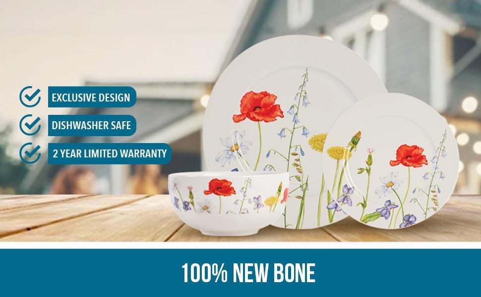 Safdie & Co. Wildflowers New Bone Dinnerware 12PC Set
