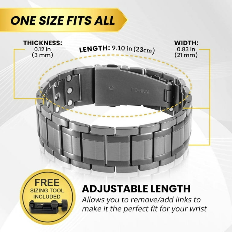 MagnetRX Ultra Strength Magnetic Bracelet - Bracelets for Men - Adjustable Length with Sizing Tool (Black), Men's, Size: One Size