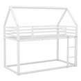 thumbnail image 5 of Harper & Bright Designs Metal House Bunk Bed for Kids, Twin Over Twin Low Bunk Beds Frame with House Shape Roof for Kids Girls Boys Teen, White, 5 of 10