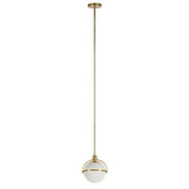 Evelyn&Zoe 9.38" Brass Metal/Glass Pendant