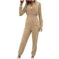 thumbnail image 2 of Sevevn Women Hooded Pocket Long Sleeves Zipper Hoodie Leisure Motion Jumpsuits Khaki S Savings Up to 30% Off, 2 of 6