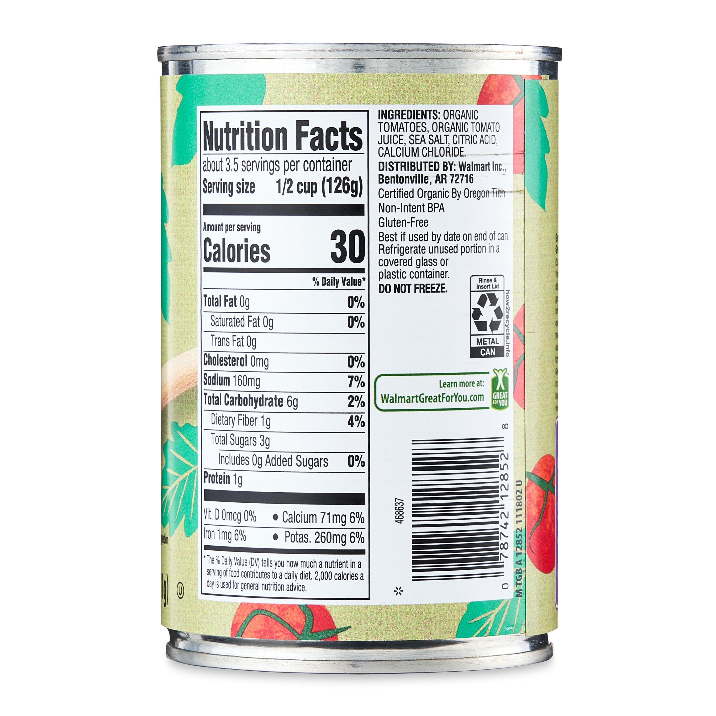 (7 pack) Great Value Organic Petite Diced Tomatoes in Tomato Juice, 14.5 oz