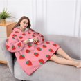 thumbnail image 5 of Oversized Wearable Blanket Hoodie,Red Strawberry Plants Fruit Pink Pattern Sherpa Blanket Hoodie with Super Pockets,Super Warm Fuzzy Pullover for Women & Men, 5 of 6