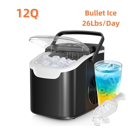 35/26 Lbs/24H Nugget Ice Maker - Soft Chewable Pebble Ice Machine, Stainless Steel Silver Countertop Portable