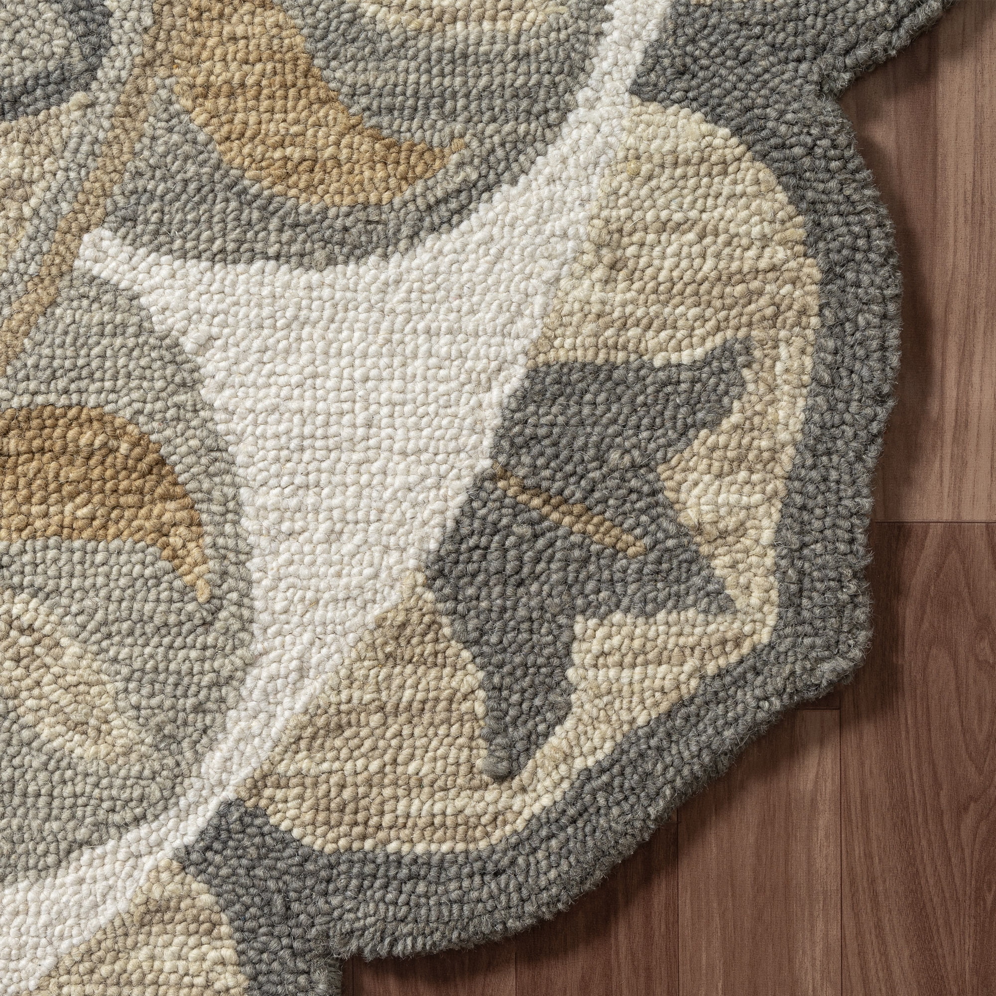 Ox Bay Ella 6' Round Silver Gray/Ivory Floral Wool Indoor Area Rug