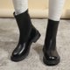 thumbnail image 2 of NECHOLOGY Botas Mujer Zapatos Botines para mujer Botas de cuero para mujer con punta redonda y tacón y grueso, color sólido, , , con cremallera, media , talla grande, botines, botas (Black, 6.5), 2 of 7