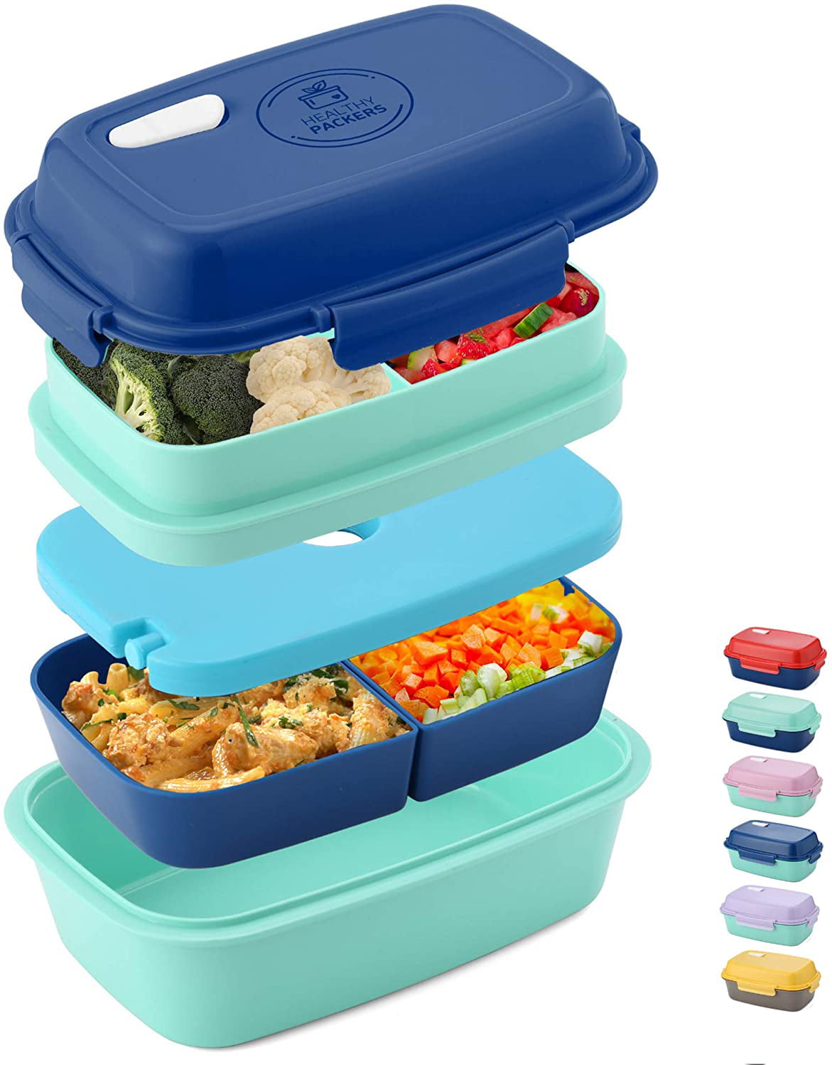 4 Divide Compartment Food Container Plastic Lunch Box Picnic Freezer Microwave 