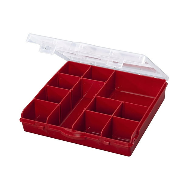 StackOn SBR13 13 Compartment Storage Organizer Box with Removable Dividers, Red