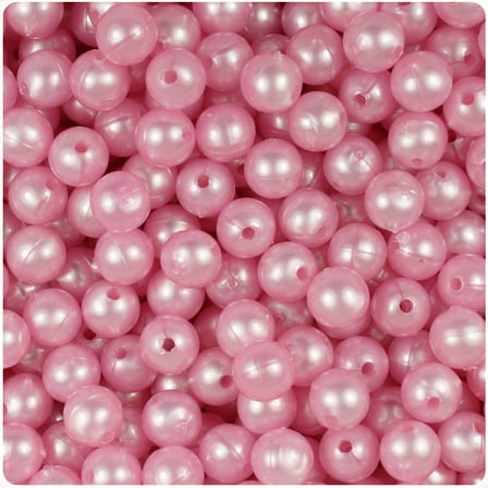 BeadTin Light Pink Pearl 8mm Round Craft Beads (300pcs)