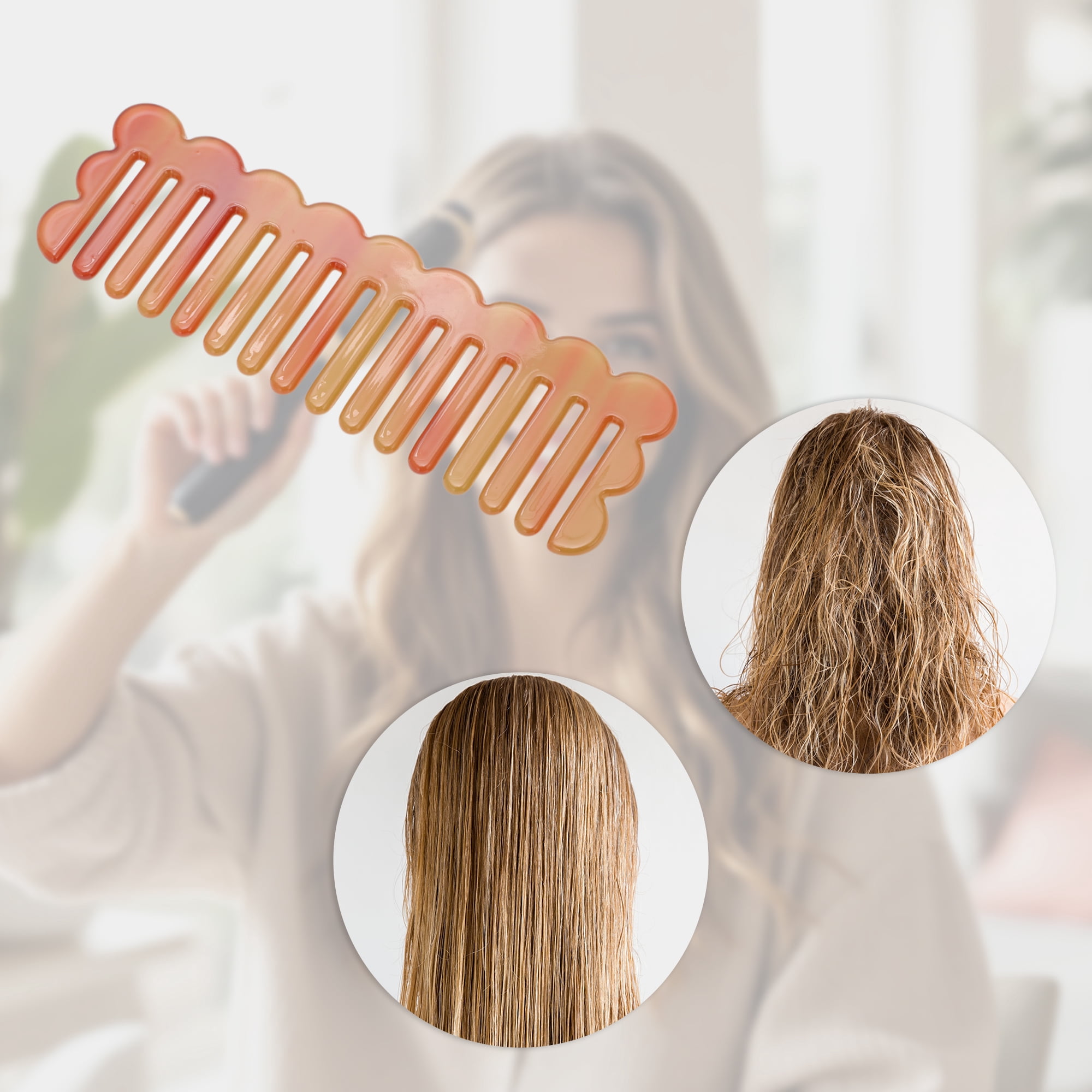 Unique Bargains 1 Pc Wave Rectangular Hair Comb for All Hair Types Styles Coffee Color