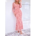 thumbnail image 2 of PRETTYGARDEN Women's Long Sleeve Floral Maxi Bodycon Dress Cocktail Dresses for Wedding Guest, Square Neck, Stretchy Mesh, Elegant Classy, Formal Holiday Party, 2 of 7