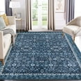 thumbnail image 7 of FairOnly Washable Area Rug for Living Room Bedroom Vintage Trellis Area Rug 8' x 10' Low Pile Rug, Blue, 7 of 7